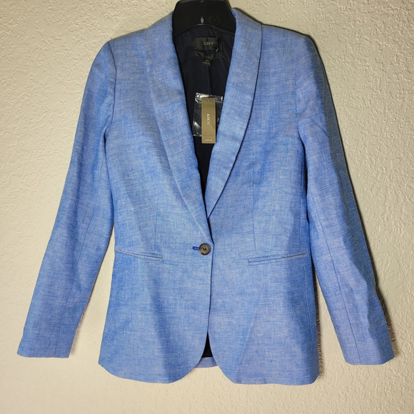 NEW J Crew Parke Blazer Linen Blend light Blue Career Office Academia Preppy 00 - Picture 2 of 8